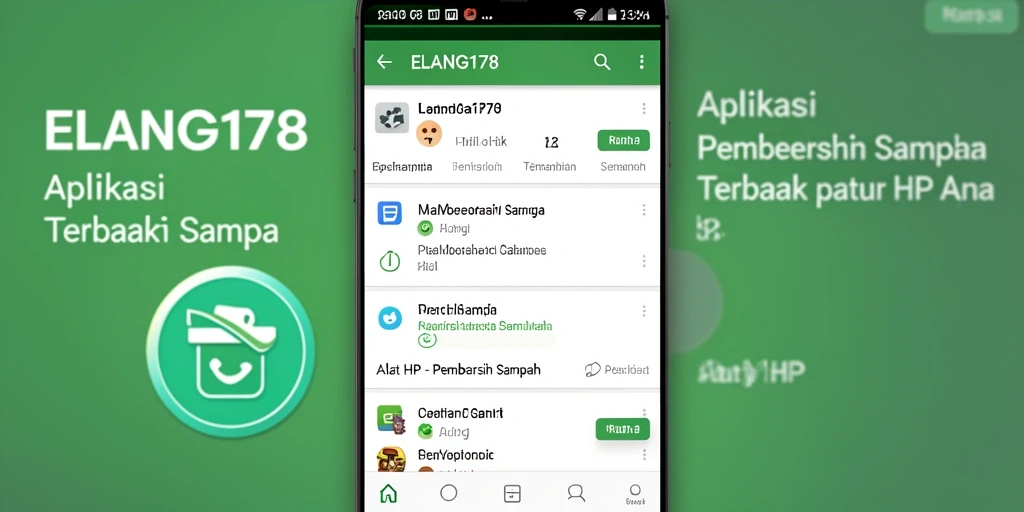 Tampilan antarmuka ELANG178 saat membersihkan sampah di ponsel.