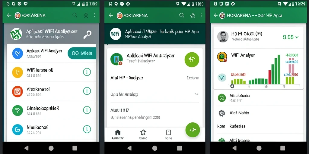 Screenshot HOKIARENA menampilkan analisis jaringan WiFi yang mendetail.