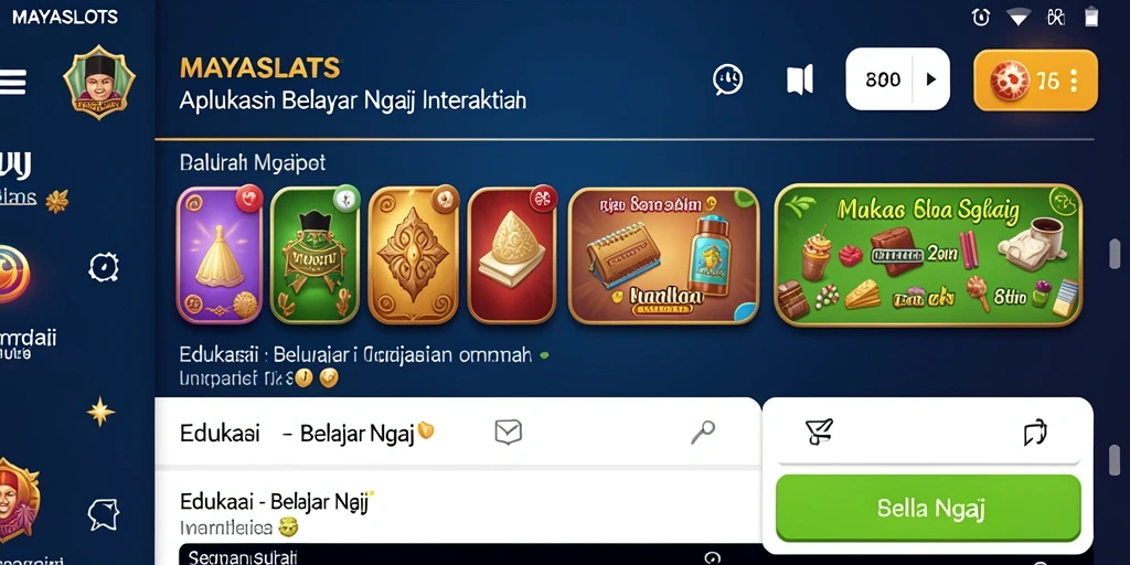 Tampilan antarmuka aplikasi MAYASLOTS untuk Belajar Ngaji.