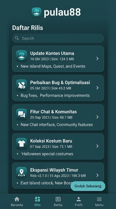 Tampilan riwayat versi pulau88
